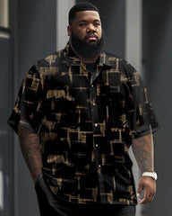 Men's Big & Tall Simple Geometric Print Short Sleeve Shirt Set