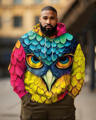 Men's Stylish Print Plus Size Hoodie Suit