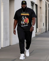 Big Boy Street Fashion Mike Jackson Print Short Sleeve Trousers Suit