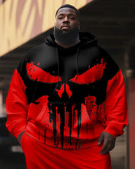 Big & Tall Men's Tracksuit Skull Colorblock Hoodie and Sweatpants Set