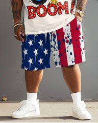 Men's Plus Size Independence Day Flag Car Print T-Shirt Suit