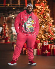 Men's Plus Size Santa Snowman Gift Christmas Hoodie Set of Two