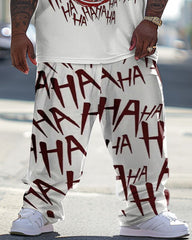 Men's Large Street Casual Mouth HA Letter Printed T-Shirt Pants Set