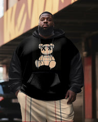 Big & Tall Men's Striped Plaid Brown Bear Hoodie Set of Two