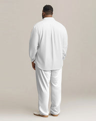 Men's Plus Size Simple Geometric Stripes Long Sleeve Shirt Trousers Suit