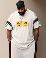 Men's Plus Size Striped Number 10 Short-sleeved T-shirt Trousers Suit