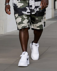 Big Men's Outdoor Camouflage Short Sleeve Shirt Shorts Suit