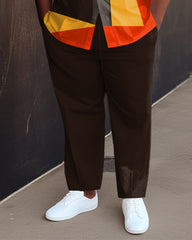 Men's Plus Size Color Matching Short Sleeve 2 Piece Walking Suit