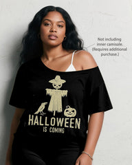 Women's Big & Tall Halloween Letters Graffiti Print Short Sleeve Shorts Suit