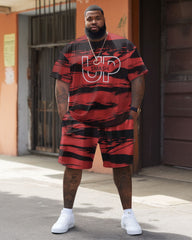 Street Casual Geometric UP Letter Print Large Men's Set