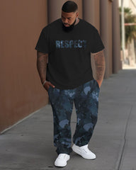 Men's Large Respect Camouflage Street Hip-Hop Casual Two-Piece Set
