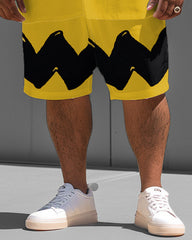 Big Guys Nostalgic Cartoon Fun Short Sleeve Shirt Shorts Set