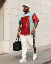 Big Boy Street Fashion High-grade Simple Color-block Design Short-sleeved Trousers Suit