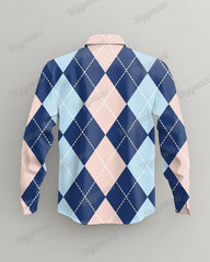 Big Guys Casual Diamond Check Button Down Long Sleeve Shirt