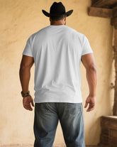 Men's Plus Size White Western Spirit V-Neck Short Sleeve T-Shirt