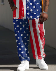 Independence Day Flag Star Print Large Men's Suit