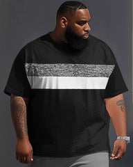 Big & Tall Guy's Casual Colorblock Printed Short Sleeve Trousers Set