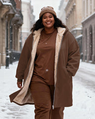 Women's Solid Color Velvet Thickened Long Hooded Coat