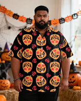 Big & Tall Men's Halloween Love Pumpkin "BOO" Print Short Sleeve Shirt