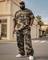 Big Boy Vintage Camouflage Print Short Sleeve Trousers Suit