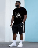 Big & Tall Men's Street Fashion Things Of A Feather Crew Neck T-shirt Shorts Suit