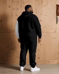 Big & Tall Men Autumn And Winter Casual Black Red Feather Print Hoodie Suit