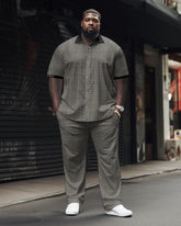 Men's Big & Tall Business Classic Plaid Short Sleeve Shirt Set