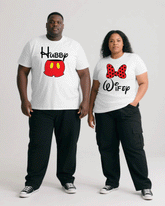 Big & Tall Men's Cartoon Fashion Fun Men's And Women's Crewneck Short Sleeve T-Shirts & Craft Pants Pants Couple Suit