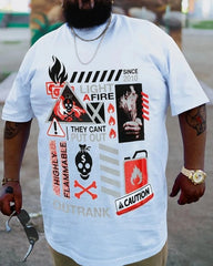 Plus Size White Caution T-Shirt