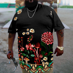 Men's Plus Size Ethnic Floral Print T-Shirt