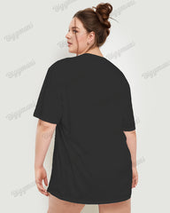 Big & Tall Women's Star & Moon Print Loose Short Sleeve T-shirt