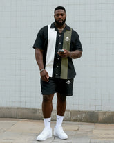 Big & Tall Men's Daily Leisure Big Stripe Touch Color And Micro Label Shirt Shorts Suit