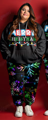 Couple Merry Christmas Alphabet Print Big & Tall Hoodie Set