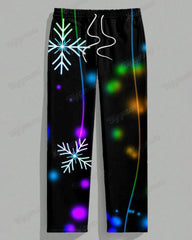 Men's Plus Size Santa Neon Print Long Sleeve Shirt Trousers Suit