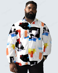 Ink Rainbow Long Sleeve Lapel Shirt Men's Plus Size