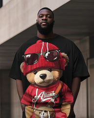 Big Boy Street Fashion Cartoon Print Short Sleeve Trousers Suit