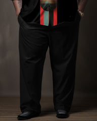 Men's Plus Size Colorblock Geometric Ethnic Long Sleeve Walking Suit