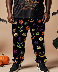 Halloween Slogan Skull Short Sleeve T-shirt Plus Size Men's Suit