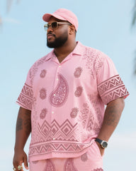 Big & Tall Men's Holiday Style Paisley Printed Short Sleeve Shirt Pants Suit