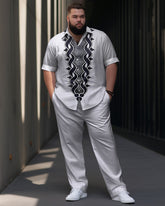 Men's Plus Size Gradient Retro Ethnic Short Sleeve Walking Suit