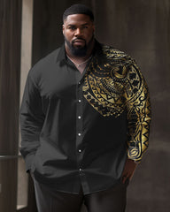 Men's Big & Tall Graphic Collar Summer Spring Lapel Long Sleeve Shirt