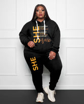Women's Big and Tall She Is Positive Vibes Hoodie Set
