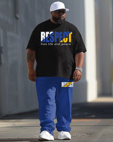 Men's Plus Size Casual Letter Print T-Shirt Trousers Suit