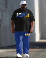 Men's Plus Size Casual Letter Print T-Shirt Trousers Suit