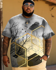 Men's 3D Big and Tall Artistic Abstract Print Short Sleeve T-Shirt