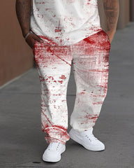 Men's Plus Size It's Not My Blood Print T-Shirt Trousers Set
