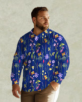Blue Secret Garden Long Sleeve Lassel Shirt Men's Plus Size