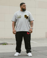 Big & Tall Men's Street Fashion Personality SM Letter Trend Design-short Sleeve Trousers Suit