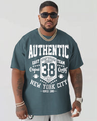 Letter Print Men's Plus Size Short-sleeved T-shirt