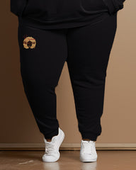 Women's Large Size Tracksuit Letter Print Hoodie Sweatpants Set